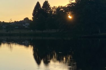 Sunset over lake