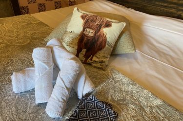 Towels on bed